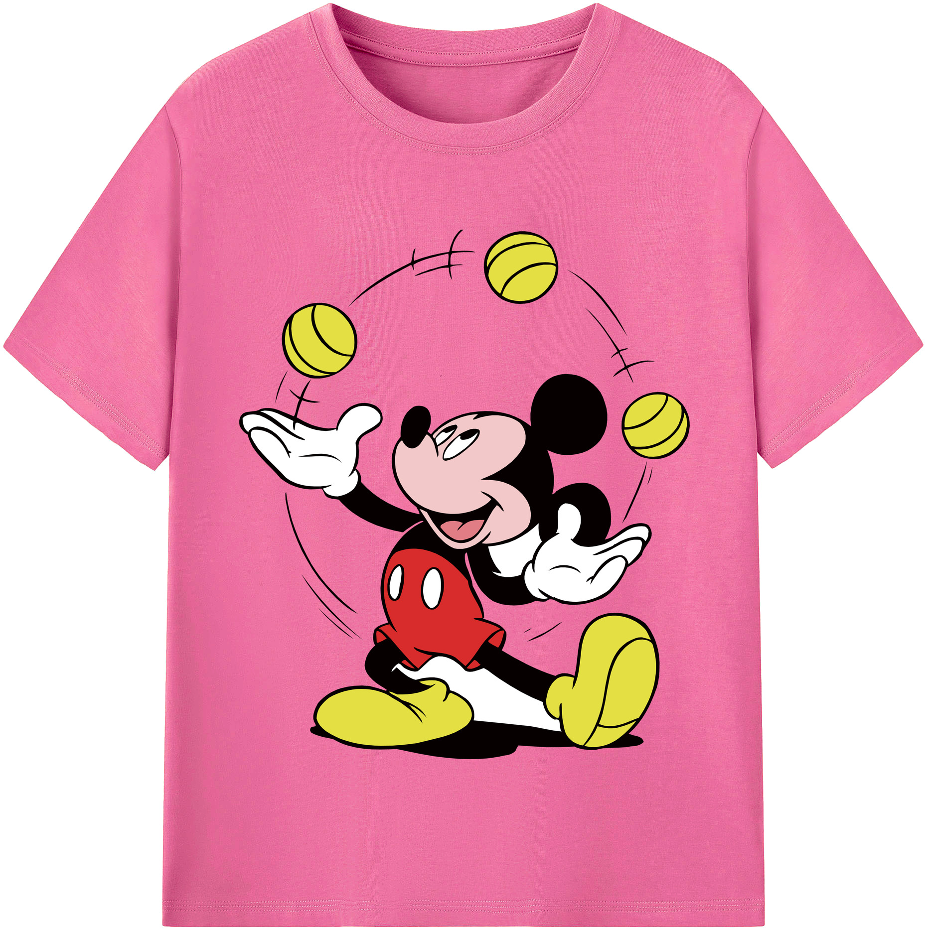 （画像用） ミッキーマウス Mickey Mouse レディースカジュアルプリントTシャツ（綿100％）